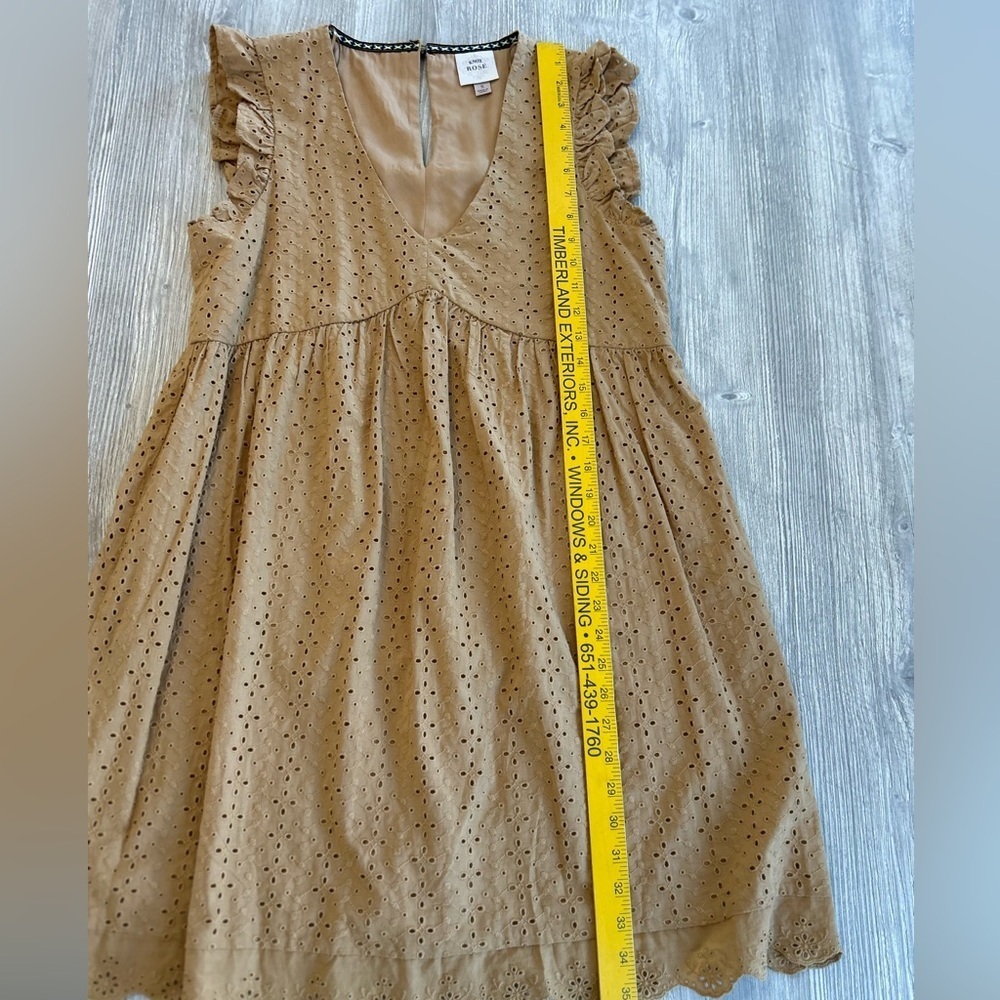 Knox Rose Women's Small, Sleeveless, Babydoll, Dress Mustard Yellow, Eyelet Lace - Picture 14 of 14